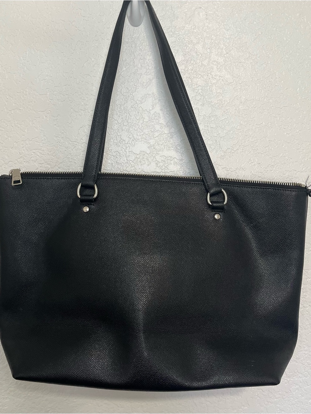Coach Black Leather Tote Bag with Silver Hardware - Picture 11 of 16